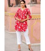 Cotton Hand Block Print Red & White Kurta