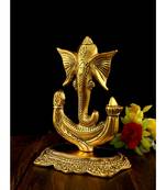 Vintage Gulley White Metal Oxidized Modern Ganesha Decorative Item Golden, Medium