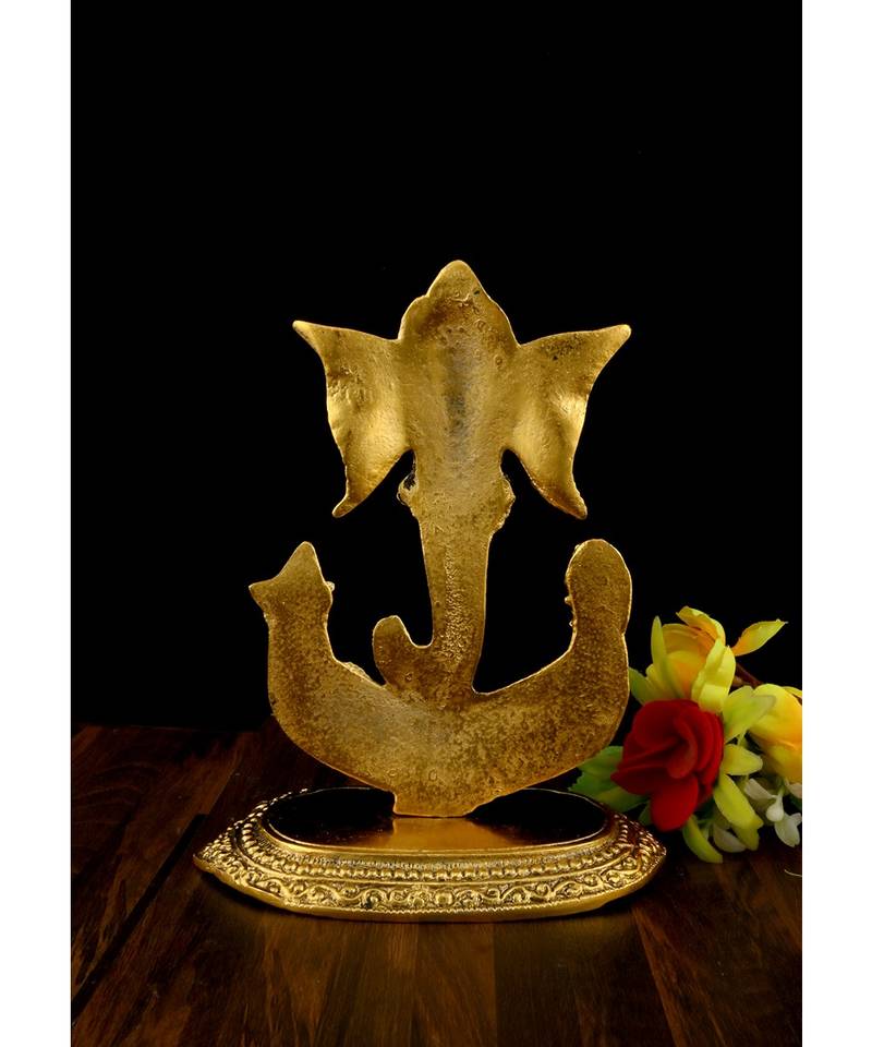 Vintage Gulley White Metal Oxidized Modern Ganesha Decorative Item Golden, Medium