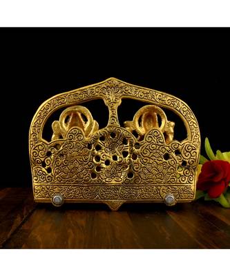 Vintage Gulley White Metal Golden Oxidized Ganesha Laxmi Sitting Decorative Diwali Lakshmi I Ganesh I Metal 4