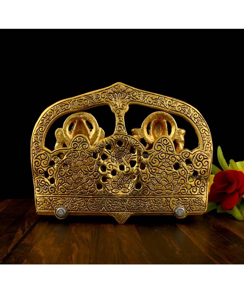 Vintage Gulley White Metal Golden Oxidized Ganesha Laxmi Sitting Decorative Diwali Lakshmi I Ganesh I Metal