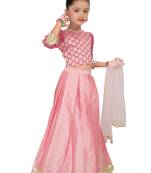 Pink embroidered silk stitched lehenga