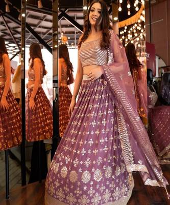 lavender sequins georgette western lehenga with blouse 2