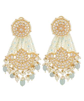 Gold Plated Kundan Polki Chandbali Earrings 4