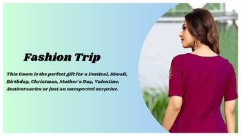 Trendmalls Purple Embroidered Work Kurti for Women 6