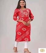 Women Rayon Printed EmbroideryKurti