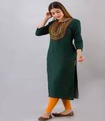Women Rayon Solid Embroidery Kurti