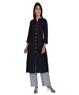 Women Rayon Solid Kurti Palazzo 1