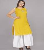 Women Rayon Solid Sleeveless Kurti and Palazzo