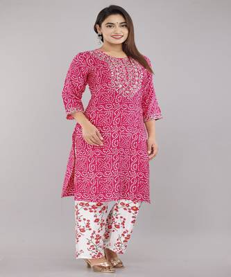 Women Rayon Bandhni Printed Kurti and Paint 1