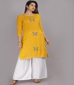Women Rayon Solid Embroidery Kurti and Palazzo