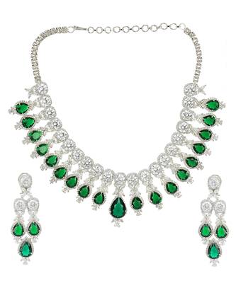 Rhodium Finish Diamante Necklace Set 5
