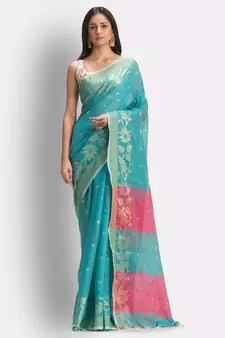 Yellow hand woven cotton saree 