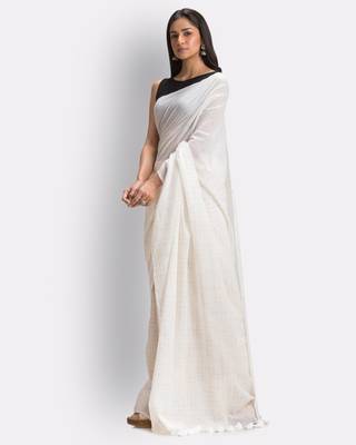 White hand woven cotton saree  2
