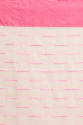 Cream hand woven cotton saree with blouse 5