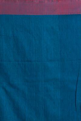 Blue hand woven cotton saree with blouse 5