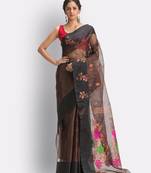 Blue hand woven art silk saree with blouse