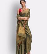 Gold hand woven art silk saree with blouse