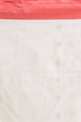 White hand woven cotton saree with blouse 5