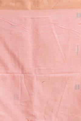 Peach hand woven cotton saree with blouse 5