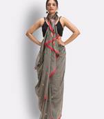 Silver hand woven cotton saree with blouse