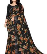 Black printed georgette saree with blouse