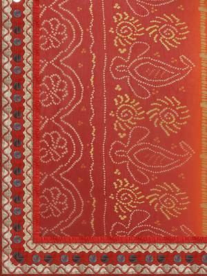 Red Printed Georgette Saree With Blouse 4