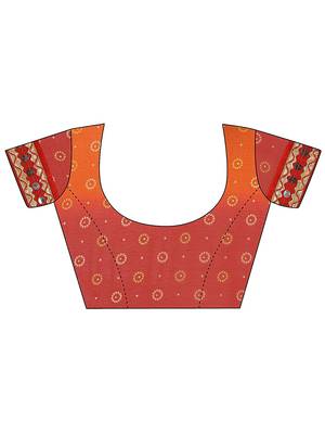 Red Printed Georgette Saree With Blouse 5
