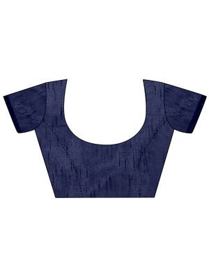Blue printed georgette saree with blouse 5