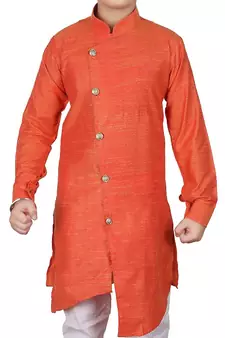 Gajiri Self Design Cotton Boys Cut Kurta Pajama Set
