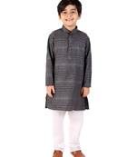 Grey Linen Cotton Kurta Pajama Set For Kids