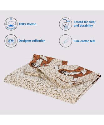 Orange 104 TC Cotton Printed Double Bedsheet with 2 Pillow Covers 3