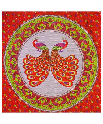 Red 104 TC Cotton Printed Double Bedsheet with 2 Pillow Covers 3