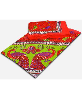 Red 104 TC Cotton Printed Double Bedsheet with 2 Pillow Covers 4