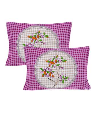 Light Purple 104 TC Cotton Printed Double Bedsheet with 2 Pillow Covers 3