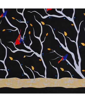 Black 104 TC Cotton Printed Double Bedsheet with 2 Pillow Covers 5