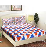 Orange 104 TC Cotton Printed Double Bedsheet with 2 Pillow Covers