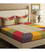 Red 104 TC Cotton Printed Double Bedsheet with 2 Pillow Covers