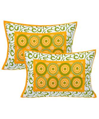 Yellow 104 TC Cotton Printed Double Bedsheet with 2 Pillow Covers 3
