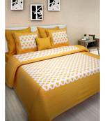 Yellow 104 TC Cotton Printed Double Bedsheet with 2 Pillow Covers