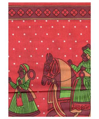 Red 104 TC Cotton Printed Double Bedsheet with 2 Pillow Covers 2