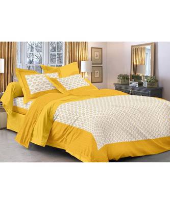 Yellow 104 TC Cotton Printed Double Bedsheet with 2 Pillow Covers 1