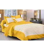 Yellow 104 TC Cotton Printed Double Bedsheet with 2 Pillow Covers