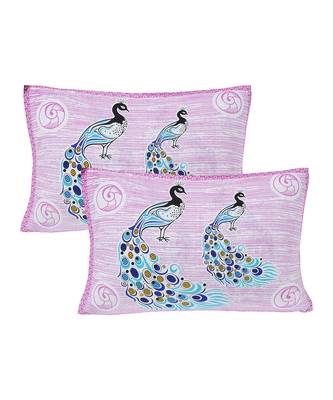 Purple 104 TC Cotton Printed Double Bedsheet with 2 Pillow Covers 3