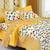 Yellow 104 TC Cotton Printed Double Bedsheet with 2 Pillow Covers