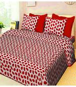 Red 104 TC Cotton Printed Double Bedsheet with 2 Pillow Covers