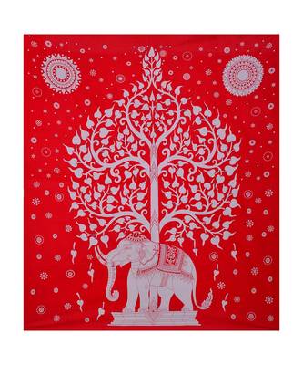 Red 104 TC Cotton Printed Double Bedsheet with 2 Pillow Covers 4