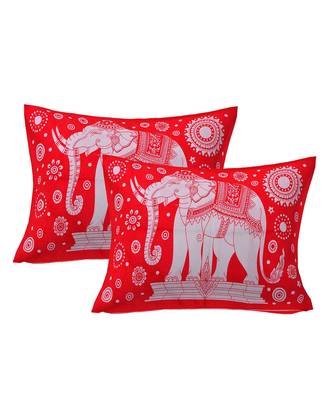 Red 104 TC Cotton Printed Double Bedsheet with 2 Pillow Covers 6