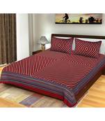 Red 104 TC Cotton Printed Double Bedsheet with 2 Pillow Covers