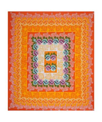 Orange 104 TC Cotton Printed Double Bedsheet with 2 Pillow Covers 4
